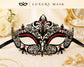 Black Red metal masquerade mask for women product view 4