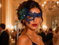 Blue peacock feather masquerade mask for women