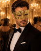 Gold metal masquerade mask for men product view 2