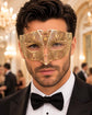 Gold metal masquerade mask for men
