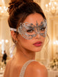 Silver metal masquerade mask product view 2