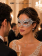 White metal masquerade mask product view 3
