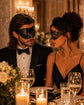 Black metal masquerade mask couples set product view 3
