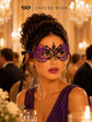 Black Purple metal masquerade mask product view 3