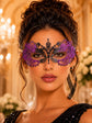 Black Purple metal masquerade mask product view 2