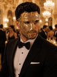 Gold metal masquerade mask for men product view 2