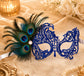 Blue Purple peacock feather masquerade mask for women product view 3
