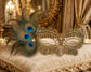Black Gold peacock feather masquerade mask for women product view 2