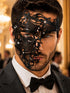 Black metal masquerade mask for men