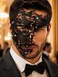 Black metal masquerade mask for men