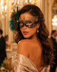 Gold Turquoise peacock feather masquerade mask for women product view 2