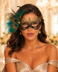 Gold Turquoise peacock feather masquerade mask for women