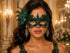 Green peacock feather masquerade mask for women