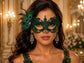 Green peacock feather masquerade mask for women