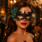 Black peacock feather masquerade mask for women