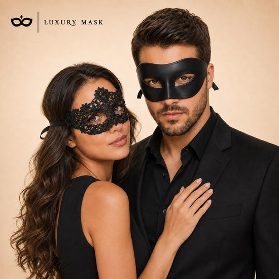 Black lace masquerade mask couples set