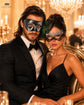 Black Silver peacock feather masquerade mask couples set product view 2
