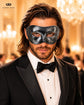 Black Silver peacock feather masquerade mask couples set product view 5