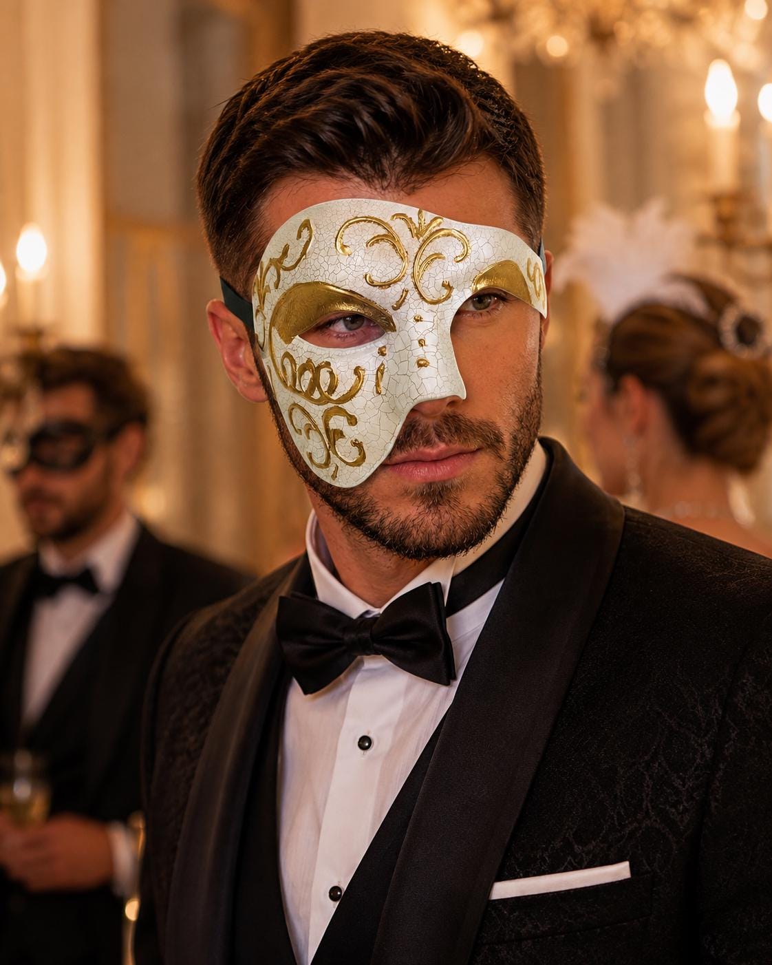 Gold masquerade mask for men product view 2