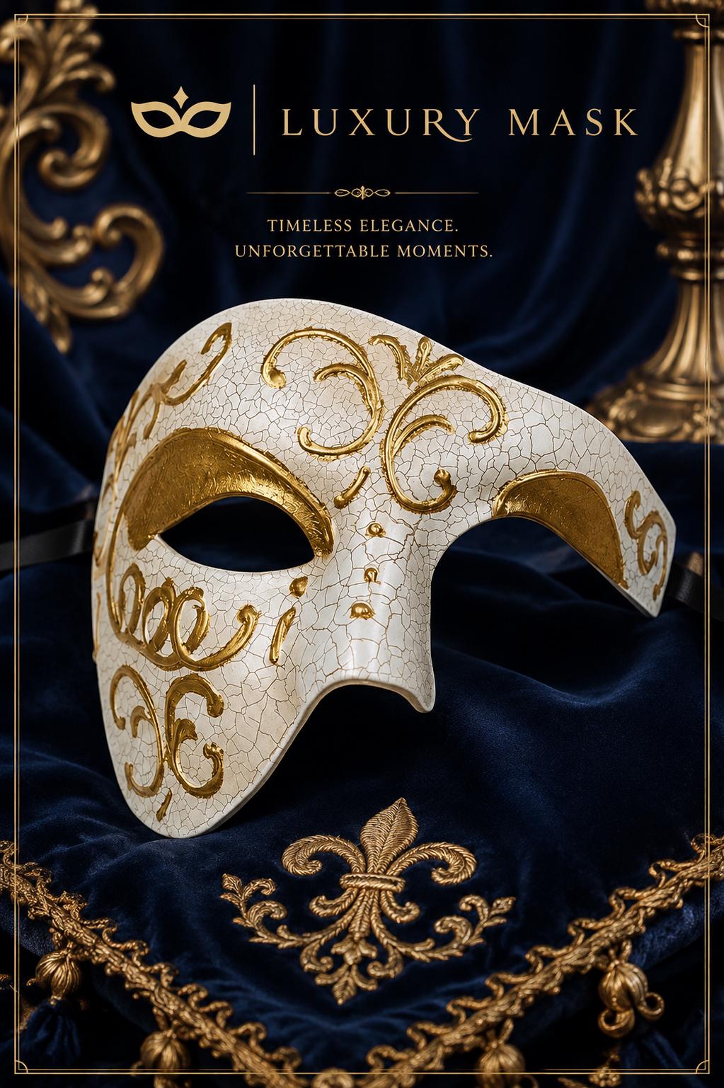 Gold masquerade mask for men product view 5