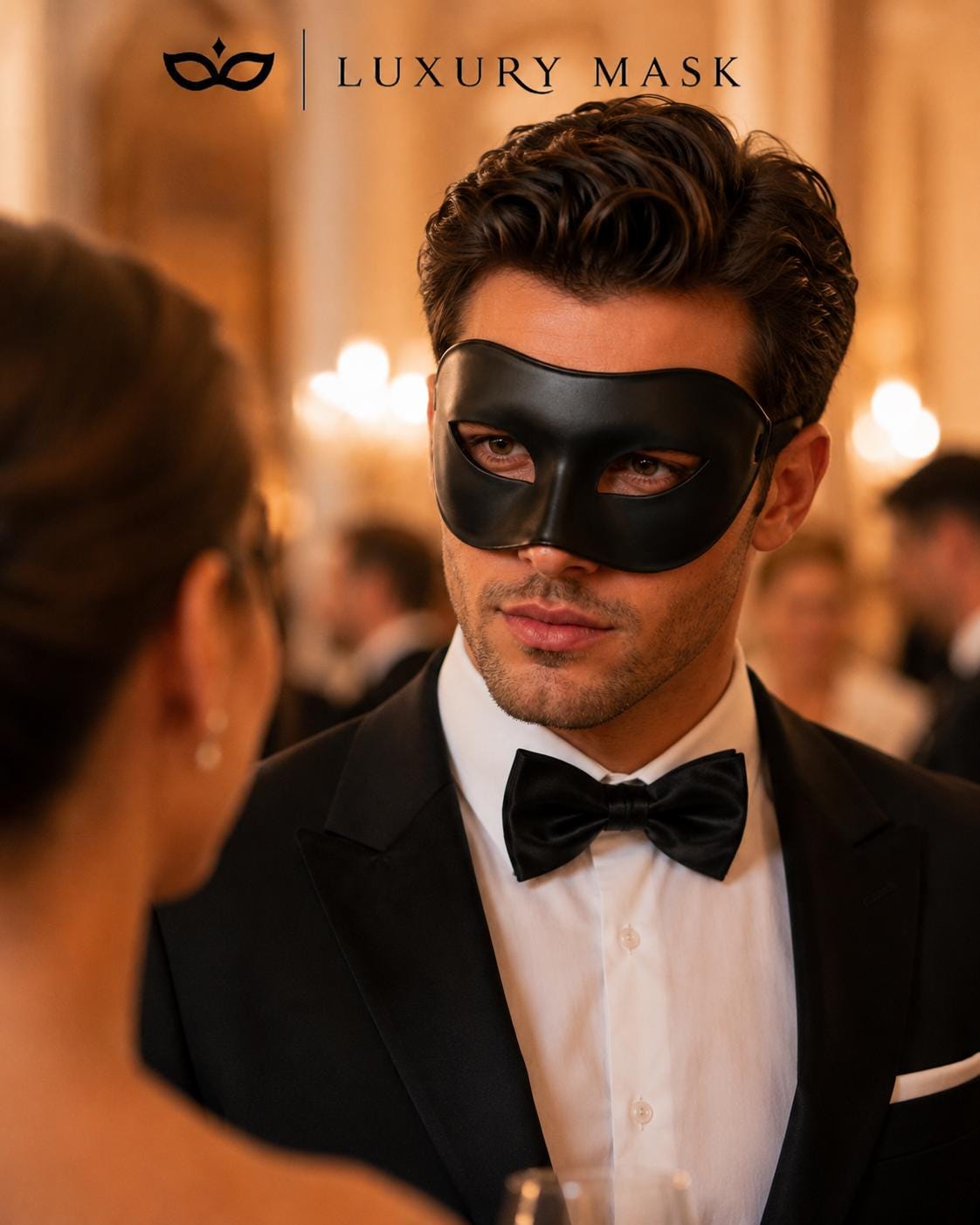 Black masquerade mask for men product view 4