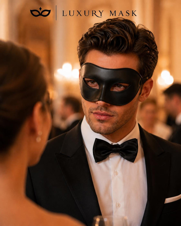 Black masquerade mask for men product view 4
