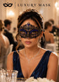 Black Blue metal masquerade mask for women product view 5