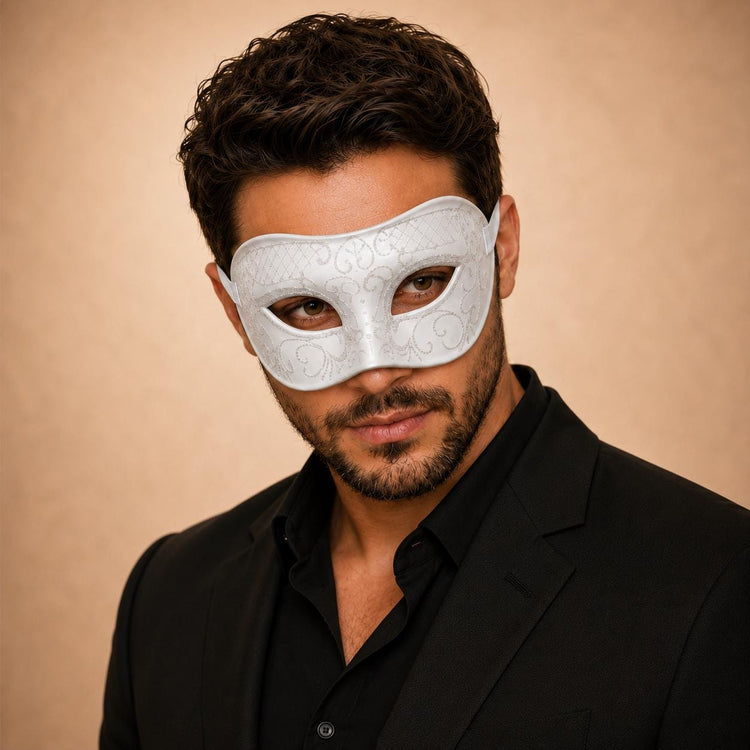 Black White lace masquerade mask couples set product view 4