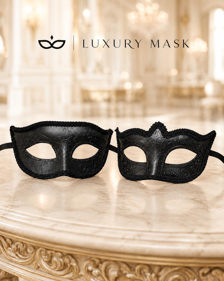 Black masquerade mask couples set product view 5