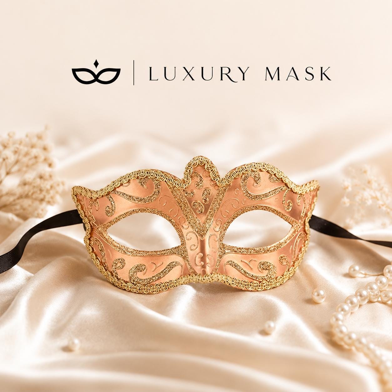 Gold masquerade mask for women product view 4