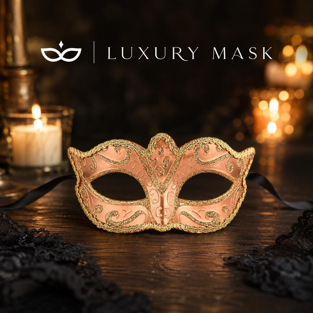 Gold masquerade mask for women product view 5