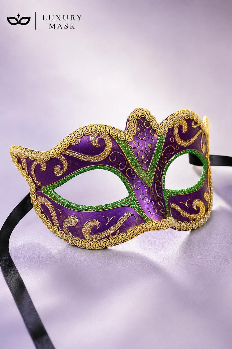 Gold Green masquerade mask for women product view 5