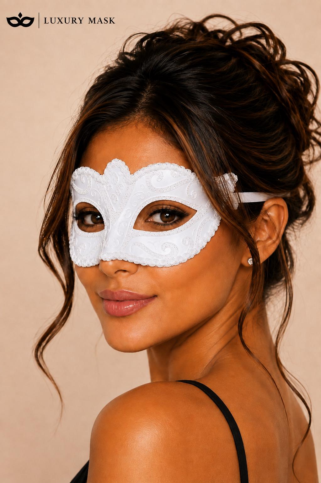 White masquerade mask for women product view 3