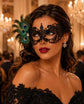 Black peacock feather masquerade mask for women product view 2