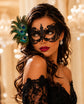 Black peacock feather masquerade mask for women product view 3