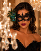 Black peacock feather masquerade mask for women product view 4