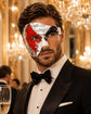 Silver Red masquerade mask for men product view 2
