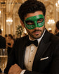 Silver Green masquerade mask for men product view 4