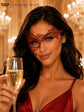 Red lace masquerade mask for women product view 4