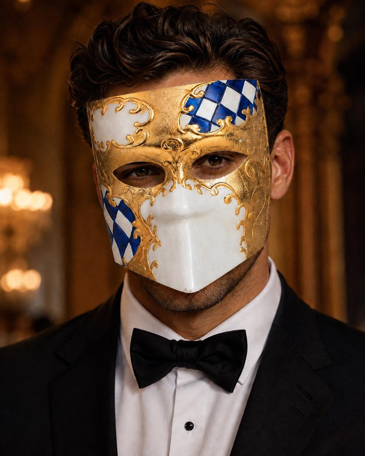 Gold White masquerade mask