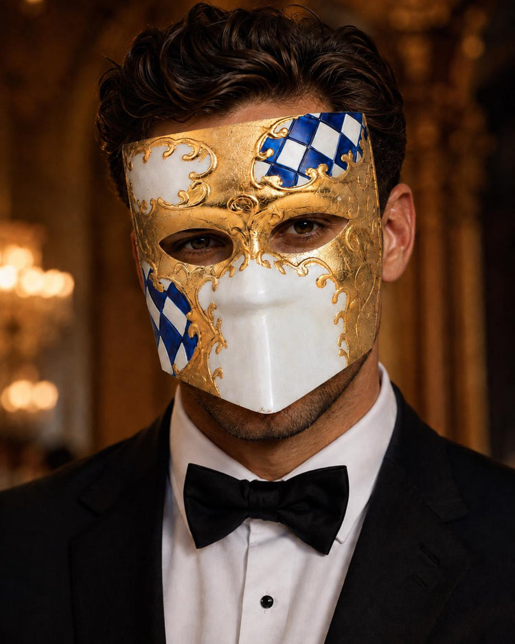 Gold White masquerade mask
