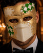 Gold White masquerade mask product view 2