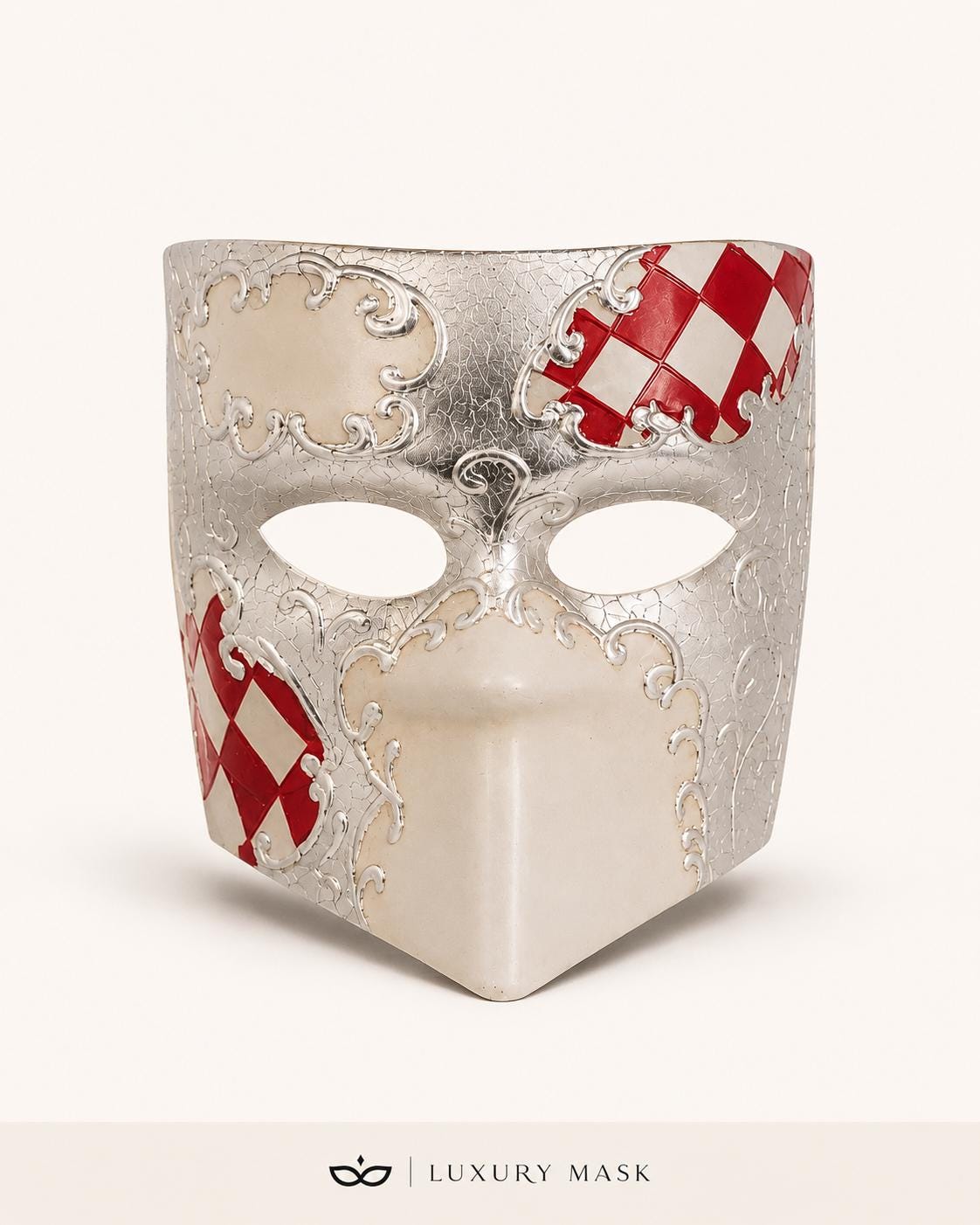 Silver White masquerade mask product view 7