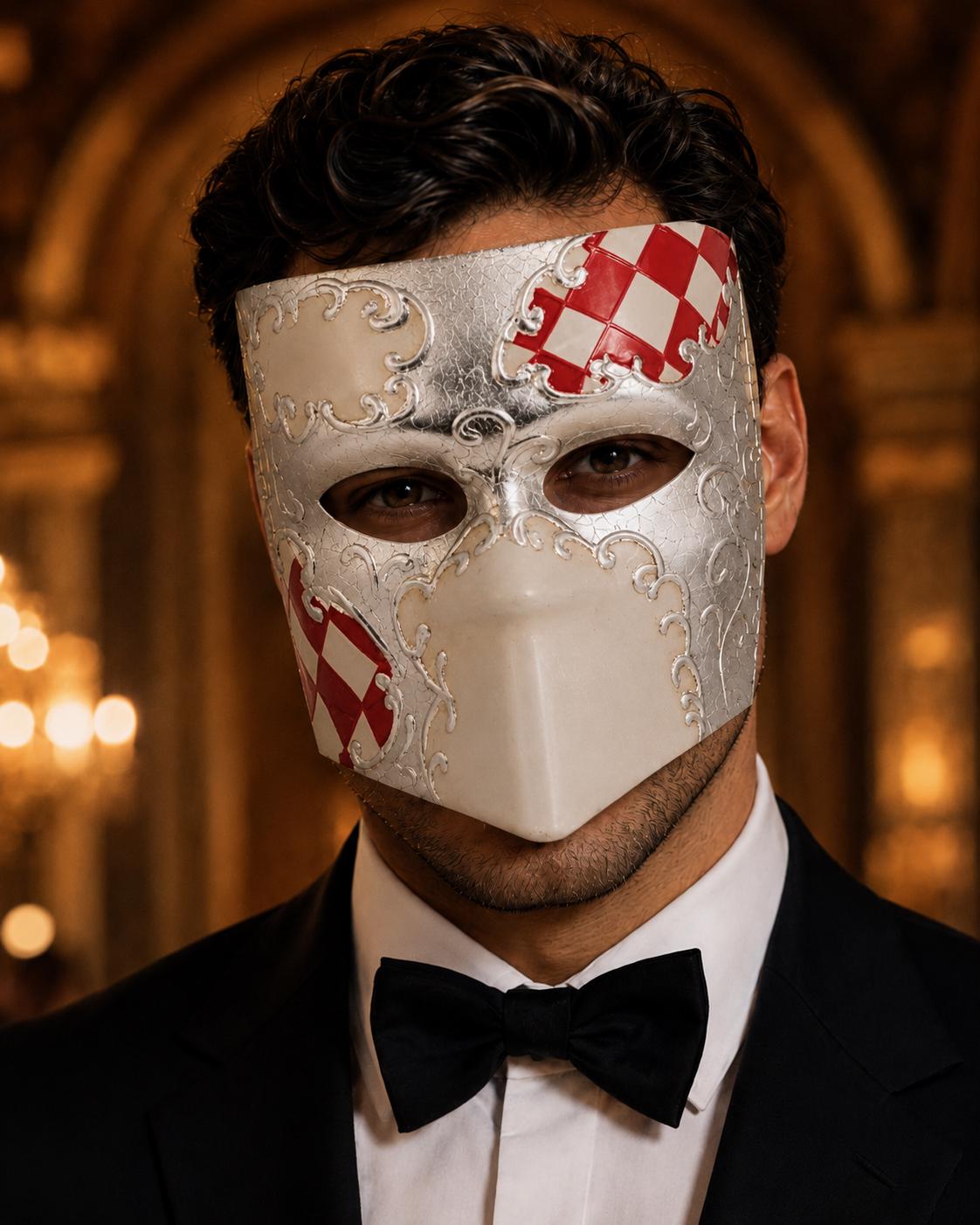 Silver White masquerade mask