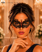 Black Red metal masquerade mask for women product view 4