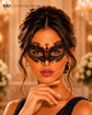 Black Red metal masquerade mask for women product view 4