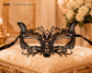 Black metal masquerade mask for women product view 5