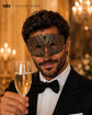 Black metal masquerade mask for men product view 3