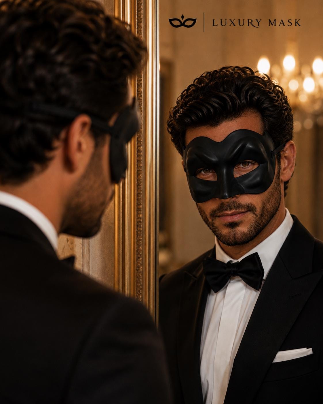 Black masquerade mask for men product view 5