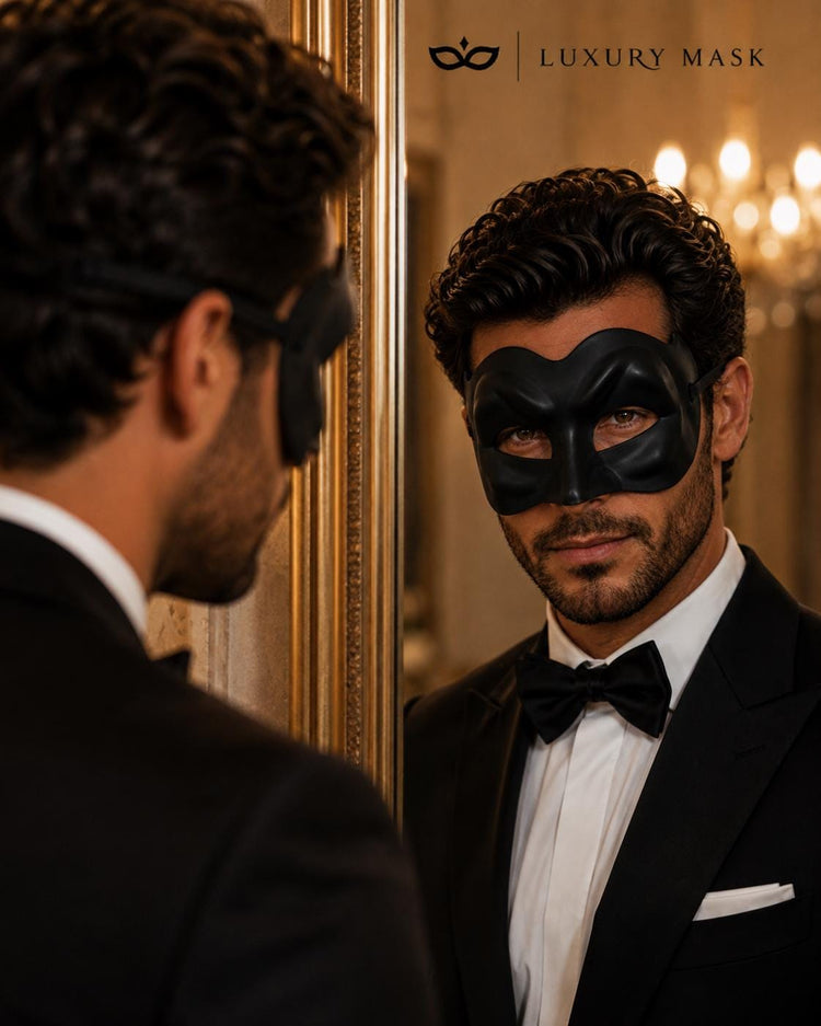Black masquerade mask for men product view 5
